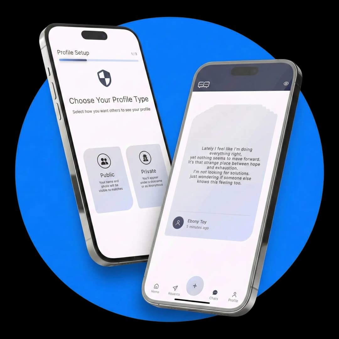 The Conversation Matcher app on two phones